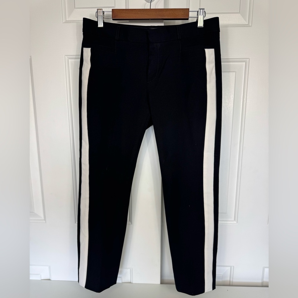 Banana Republic Skinny Sloan Black White Stripe Stretch Dress Pants Womens Sz 6S